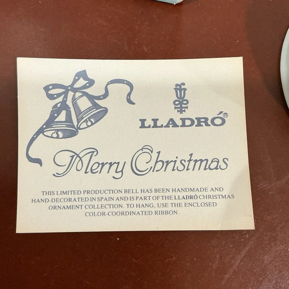 Vintage Lladro Porcelain Bell 1988 Ornament Retired #5525 Santa Sleigh‎ Reindeer